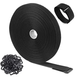 MGNLR Velcro Tape With Buckles - Free Cut Length Cord Straps For Sewing & Cable Wire Management, Single-Sided Nylon Fabric Cable | Nylon Cinch Strap | 5 Miter Hook And Loop Straps With 25 Buckles image 4