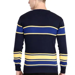 neuvin Pullover Woollen Black-Green Striped Cardigan image 3