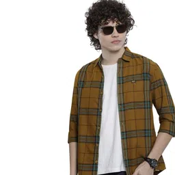 the indian garage co Men Regular Fit Checkered Full Sleeves Cutaway Collar Casual Shirt image 1