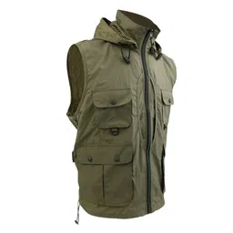 magideal Multi-Pockets Waistcoat Causal Travelling Photography Waterproof Detachable Vest - green, M image 3