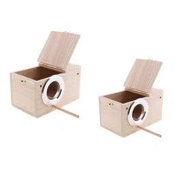 CALANDIS™ 2Pcs Wooden Wild Bird Nest Box Nesting Feeding Feeder Station House Stick | Birdhouses | Bird & Wildlife Accessories | Yard, Garden & Outdoor Living image 5