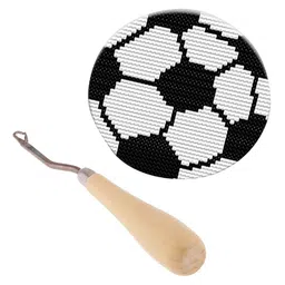 MERISHOPP® Rug Making Kits DIY Soccer Embroidery Cushion Wooden Bent Latch Hook Tool|Crafts | Needlecrafts & Yarn | Rug Making | Latch Hooking image 2
