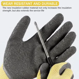 Serplex Electrical Insulated Gloves Full Palm Rubberization 400V High Voltage Resistance Safe Electrician Work Gloves Non-slip Insulated Gloves Electrician Work Gloves for Men/Women image 3