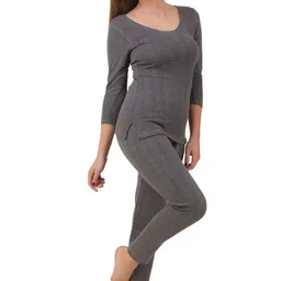 hap Women's Cotton Quilted Thermal 3/4th Sleeves Top and Trouser/Female Thermal/Ladies Thermal Set image 2