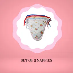 little boo LittleBoo new born Baby's Cotton Cloth Diapers/Langot/nappy U Shaped Washable and Reusable Nappies Teddy Print (Multicolour,0-6 Months) Pack OF 5 image 4