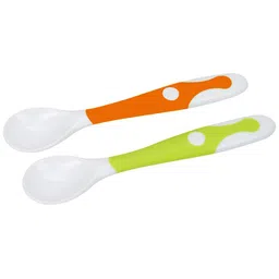 Mee Mee Baby Spoon | Easy Feeding Baby Spoon | BPA Free | Premium Stylish Spoon Set | Useful for 1+ Months Baby/Kids (Flexi-Pack 2 - Green & Orange) image 3