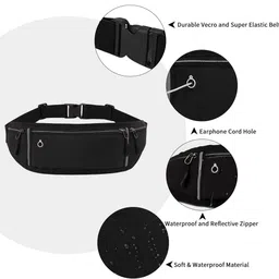 swejos 3 Pocket Running Belt Travel Waist Bag Portable Outdoor Hiking Military Cycling Handy Zipper Pouch Money Phone Storage Bag for Men & Women with Buckle - Multicolor image 5