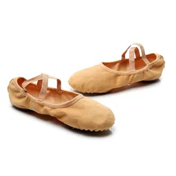 club bollywood The Style Sutra 2xCanvas Ballet Slipper Split-Sole Shoes Fitness Gymnastics Flats Tan_37| Dancewear | Dance Shoes image 5