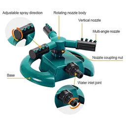 black olive Water Sprinkler Garden Pipe - Automatic 360° Garden Sprinkler Large Area Coverage Multipurpose Yard Sprinklers for Plant Irrigation and Kids Playing, Irrigation System Watering Plants image 3
