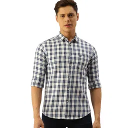the indian garage co Men's Cotton Slim Fit Checkered Full Sleeves Spread Collar Casual Shirt image 1