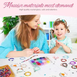 sannidhi SANNIDHI® 1258pcs Glass Beads for Jewellery Making, Resin Round Beads for Bracelet Making, 6mm Colorful Crystal Beads Set with Charms, Spacers & Tools for Girls DIY Crafts, Bracelets, Necklaces image 5