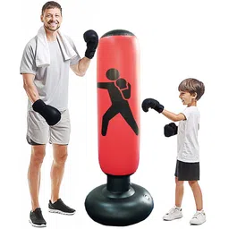 proberos Proberos® Inflatable Boxing bag1 for Kids Adults, Punching Bag Karate Inflated Toy Gifts for Boys and Girls, Standing Boxing Bag for Immediate Bounce-Back for Taekwondo, Boxing kit for Kids image 1