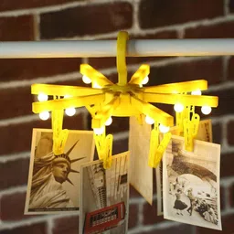myaddiction LED Light with Clothespins, Clip, for Hanging Pictures, Photos, Artworks,Etc Yellow image 1