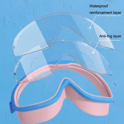 proberos PROBEROS® Swimming Goggles for Kids, Professional Swimming Goggles for Kids Leakproof Anti-Fog Swimming Goggles with Ear Plugs &Case for Boys Girls 6-12 Years Old, Pink image 4