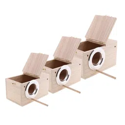 CALANDIS™ 3Pcs Wooden Wild Bird Nest Box Nesting Feeding Feeder Station House & Stick | Birdhouses | Bird & Wildlife Accessories | Yard, Garden & Outdoor Living image 4