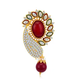 sukkhi Glamorous Gold Plated Wedding Jewellery Austrian Diamond Brooch For Women (56004BRADM200) image 1