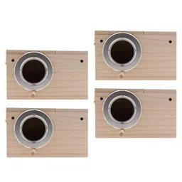 CALANDIS™ 4Pc Wood Wild Bird Nest Box Nesting Feeding Feeder Station House & Stick | Birdhouses | Bird & Wildlife Accessories | Yard, Garden & Outdoor Living image 4