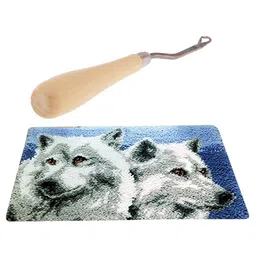MERISHOPP® Latch Hook Rug Kits DIY Wolf Craft Embroidery Cushion W/Wood Crochet Hook|Crafts | Needlecrafts & Yarn | Rug Making | Latch Hooking image 5