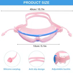 proberos PROBEROS® Swimming Goggles for Kids, Professional Swimming Goggles for Kids Leakproof Anti-Fog Swimming Goggles with Ear Plugs &Case for Boys Girls 6-12 Years Old, Pink image 2