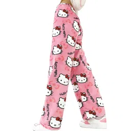 sannidhi Anime Pajamas Pants Women's Girls Cartoon Cat All Character Kawaii Print Flannel Lounge Sleep Bottoms Christmas Pajama Pants image 1