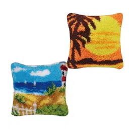 bnf® 2 Set Latch Hook Kits Pillow Case Cushion Cover 17x17'' - Sunset Landscape | Latch Hooking Kits | Latch Hooking | Rug Making | Needlecrafts & Yarn image 5