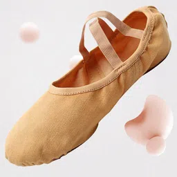 secret desire Canvas Ballet Slipper Split-Sole Shoes Fitness Gymnastics Flats Tan_35 image 4