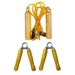 body maxx BodyMaxx Gym Skipping Rope & Wooden Hand Gripper Combo 1 image 1