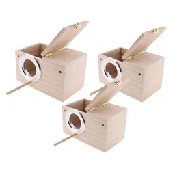 CALANDIS™ 3Pcs Wooden Wild Bird Nest Box Nesting Feeding Feeder Station House & Stick | Birdhouses | Bird & Wildlife Accessories | Yard, Garden & Outdoor Living image 3