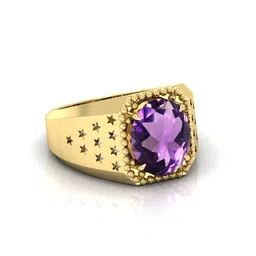 rrvgem 7.25 Carat AMETHYST panchdhatu ring gold Plated Ring Astrological Adjustable Ring for Men and Women image 4