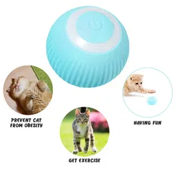 qpets Qpets® Cat Toy Ball Cat Chasing Toy, Smart LED 360° Rotating Cat Ball, Interactive Cat Toys Rechargeable Rotating Ball, Cat Chasing Toy Automatic Rotating Cat Ball Smart Obstacle Avoiding Toy for Cat image 2