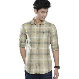the indian garage co Men Slim Fit Checkered Full Sleeves Spread Collar Casual Shirt image 1