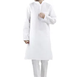 royal kurta Men's Linen White Kurta Churidar Set for Men image 1