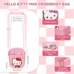 patpat PATPAT® Sling Bag for Girls Kids,Hello Kitty Cute Bags for Girls Mini Purse Stylish Small Bag Kids Kawaii Bags,Crossbody Christmas/Birthday Gift 15 * 15cm image 2