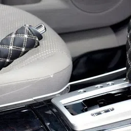 generic PU Leather Gear Shift Knob and Handbrake Cover Set (Black and White, WS-RC0218) image 3