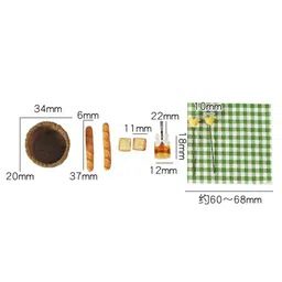 CALANDIS™ 3xMini Miniature Bread Picnic Cloth with Basket 1/12 Doll House Blue Plaid | Modern | Clothes & Accessories | Dolls image 4