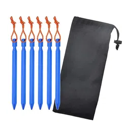 LOSA 6Pack Heavy Duty Aluminum Tent Stake Y-Beam Tent Peg Tent Nails Blue image 4