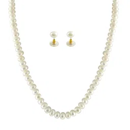 sri jagdamba pearls dealer Single Line White Pearl Set for Women image 1