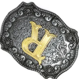 wowobjects Western Cowboy Golden Initial Letter A-Z Metal Belt Buckle Men's Accessory R image 3