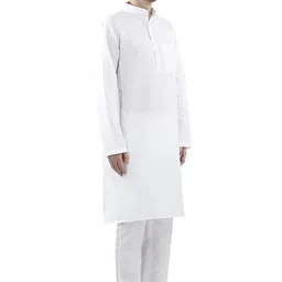 royal kurta Men's Linen White Kurta Churidar Set for Men image 3