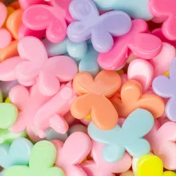 SATRA TRADERS Butterfly Pastel Plastic Beads Spacer Beads DIY Jewellery Craft Making Necklase,Bracelet,Earring | Size : 18mm | Qty : 100grms image 1