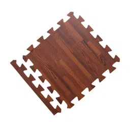 VMS INDIA 9Pieces Foam Puzzle Exercise Mat Interlocking Floor Tiles Brown Wood Grain image 1