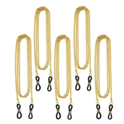 loom tree LOOM TREE® 5 Pieces Metal Eyeglass Neck Chain Reading Glasses Sunglasses Holder Gold | Vision Care | Other Vision Care image 1