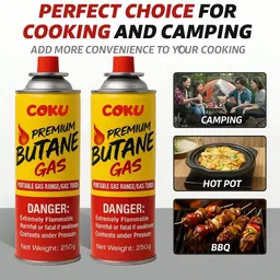 Coku 250G Butane Gas Can for Camping Stove -High Pressure Flame Portable liquefied Refill Canister Welding Fuel Gas Torch Lighter (Pack of 10) image 4