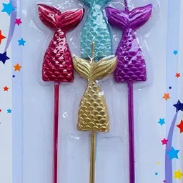 partytoko Mermaid Tail Shape Birthday Candles Set Kit for Cake Cup Cake Decoration Items for Birthday Wedding Anniversary Mothers Fathers Day for Boys Girls Adults 5Pcs (Blue and Pink) image 1