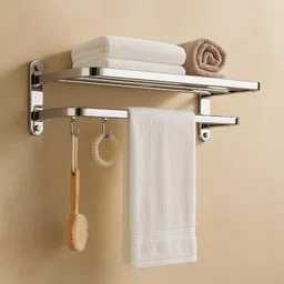 Sierra 24-Inch Towel Rack for Bathroom - Chrome Finish | 304 Grade Stainless Steel Dual Folding Towel Rack | Wall Mounted Towel Stand | Bathroom Accessories Towel Hanger for Modern Homes image 5