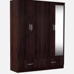 CASPIAN Engineered Wood Four Door Wooden Wardrobe (Rainforest Dark) | Furniture with Dressing Mirror | Cupboard/Almirah for Bedroom Clothes Storage Organizer | with Locker, 3 Drawers & 6 Shelves image 3
