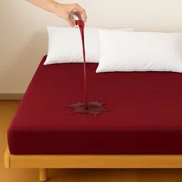 bhoomi impex Cotton Feel Terry Ultra Soft 100% Waterproof Mattress Protector – Breathable & Hypoallergenic – Single Size (72 x 30 inches / 6 x 2.5 feet / 182 x 76 cm) – Burgundy image 1