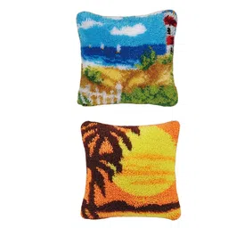 bnf® 2 Set Latch Hook Kits Pillow Case Cushion Cover 17x17'' - Sunset Landscape | Latch Hooking Kits | Latch Hooking | Rug Making | Needlecrafts & Yarn image 3