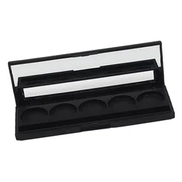 JAZZY PEARLS 5 Grids Makeup Powder Eyeshadow Blusher Lip Gloss Palette Case w/Mirror Matte Black image 3