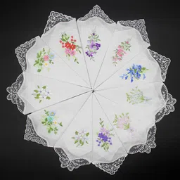 merishopp 5pcs Womens White Flower Embroidery Cotton Lace Handkerchiefs Hanky 01| Womens Accessories | Scarves & Wraps|5 Piece Ladies Hankerchiefs image 3